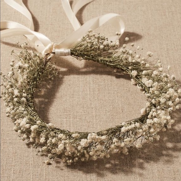 BHLDN Sunnie Flower Girl Preserved Baby’s Breath Crown NIB - Picture 2 of 7
